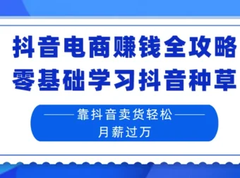 抖音电商赚钱全攻略：零基础学抖音种草卖货