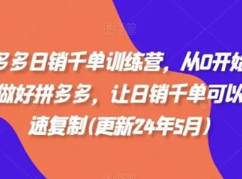 拼多多日销千单训练营：零基础快速复制日销千单店铺