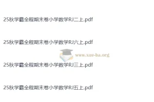2025年秋季学霸全程期末卷：小学数学RJ版1 – 6年级上册（抢先版）