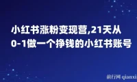 小红书涨粉变现营：21天从0到1打造挣钱的小红书账号