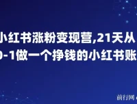 小红书涨粉变现营：21天从0到1打造挣钱的小红书账号