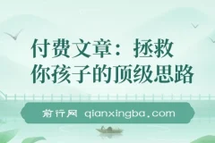 付费文章：拯救孩子的顶级思路，聊透学业、事业与未来