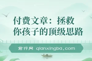付费文章：拯救孩子的顶级思路，聊透学业、事业与未来