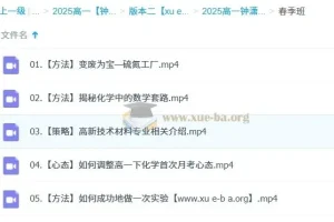 2025年高一化学钟啸全年课程（一二轮 暑假秋季寒假春季）