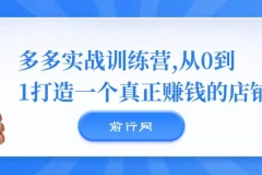 多多实战训练营：从0到1打造真正赚钱的店铺