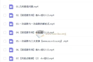 2024 – 2025初二数学徐丝雨A+课程（暑假、秋季、寒假、春季班）