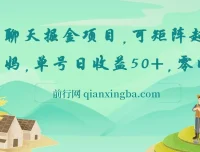 聊天掘金项目：可矩阵起号，适合多类人群，零门槛易上手