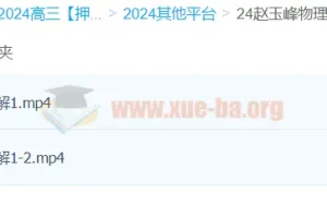 赵玉峰2024高三高考物理押题课