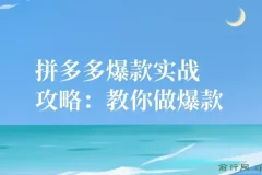 拼多多爆款实战攻略：教你打造拼多多爆款
