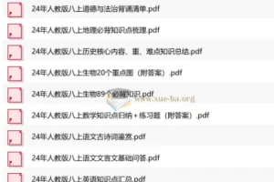 2024年人教版八年级上册各科学习小纸条资料