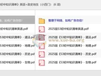 2025版53初中知识清单（英语+政史地生）