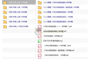 小学数学1-6年级上册《口算专项训练》（题型全面，题量丰富）