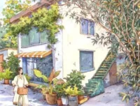 欧阳贝钢笔淡彩街屋场景班2024