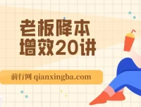 老板降本增效20讲：管好三本五效，实现低本高效（完整课程）