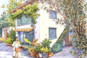 欧阳贝钢笔淡彩街屋场景班2024