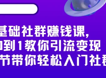 零基础社群赚钱课：从引流到变现，20节系统课带你轻松入门