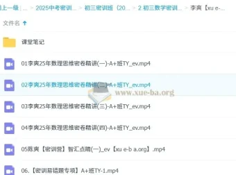 李爽2025初三数学中考密训班精讲课程