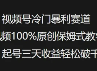 视频号冷门暴利赛道：中老年粉原创内容保姆级教学