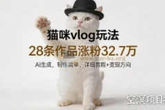 猫咪vlog AI生成玩法教程 28条作品涨粉32.7万 附变现方向