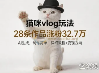 猫咪vlog AI生成玩法教程 28条作品涨粉32.7万 附变现方向