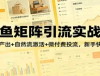 闲鱼矩阵引流实战课：AI素材产出+自然流激活+微付费投流，新手快速获客