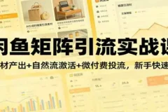 闲鱼矩阵引流实战课：AI素材产出+自然流激活+微付费投流，新手快速获客