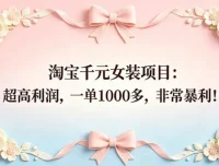 淘宝千元女装暴利项目实操教程，52节课解锁小众蓝海赛道