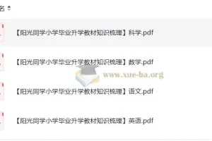 阳光同学小学毕业升学小升初教材知识梳理（语文数学英语科学四科合辑）