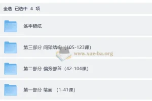 小学生硬笔书法系统课程（123集视频+可打印练字稿纸）