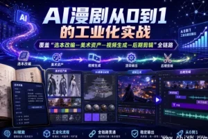 AI漫剧工业化实战全流程课程：从选本改编到后期剪辑一站式掌握