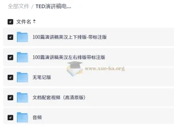 TED演讲精选100篇：中英双语演讲稿+视频+音频+注释，英语学习进阶素材