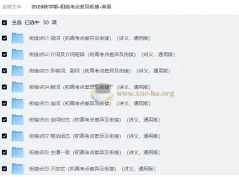 初高考点差异衔接·英语专项突破讲义（2026秋学期通用版）