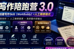 AI写作陪跑营3.0：Workbuddy智能体+人工手写，彻底去除AI痕迹，打造爆款内容