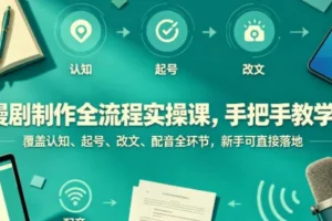 漫剧制作全流程实操课，海哥手把手教学，从认知到配音全环节覆盖，新手可落地