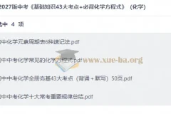 2027版中考化学《基础知识43大考点+必背化学方程式》全套备考资料